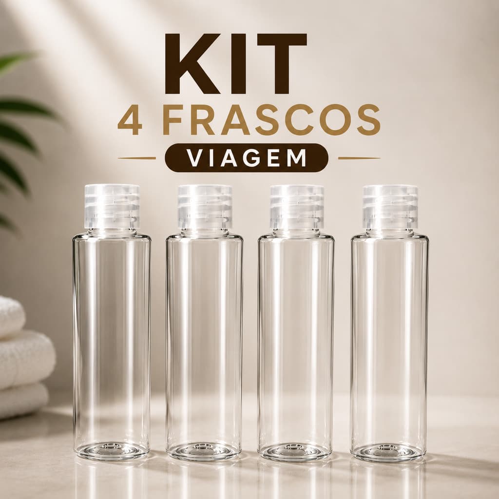 it Viagem Frasco PET 60ml com Rótulo e Tampa Flip Top Transparente para Shampoo e Condicionador