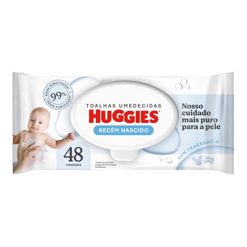 TOALHA UMEDECIDA HUGGIES RECÉM-NASCIDO 48 UNIDADES