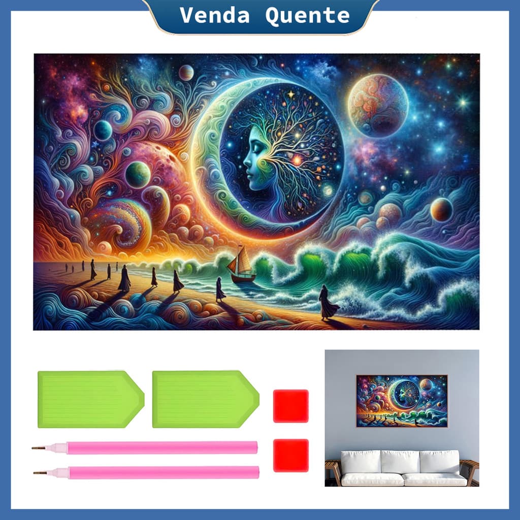 "Star Coast" Pintura Diamante 70x40 cm, 5D Pintura Diamante, Decoração Da Parede Pintura Artesanal