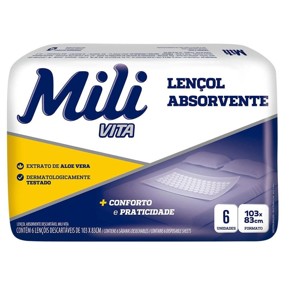 Lençol Absorvente Mili Vita C/6Un Descartáveis