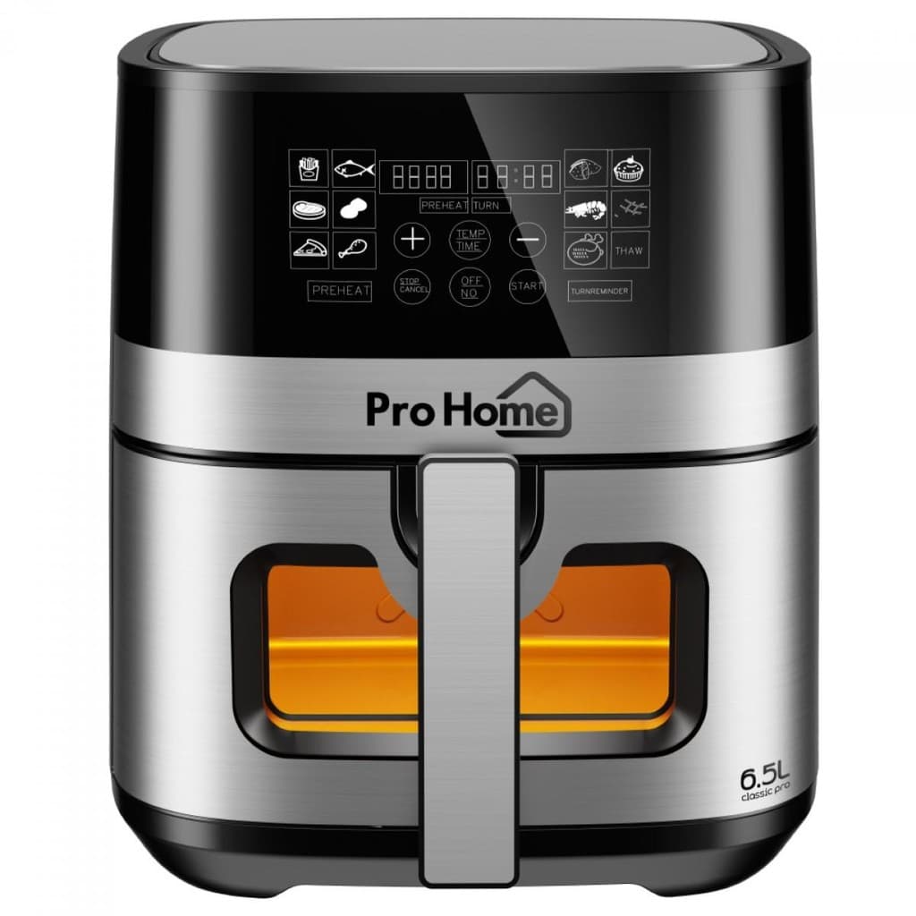 Fritadeira Elétrica Air Fryer Pro Home Classic PRO, 100% Digital, 6.5L,110V, Preto e Inox