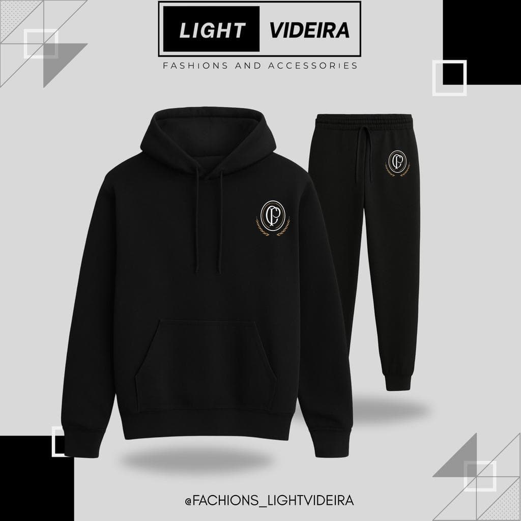 Conjunto Moletom Corinthians timão, Blusa de frio canguru e calça, kit 2 peças Casaco paulista e calça moletom, Unissex