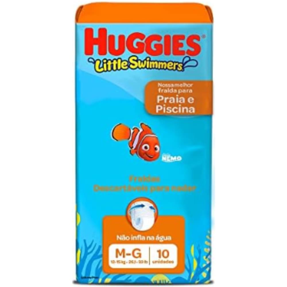 FRALDA PRAIA E PISCINA HUGGIES SWIMMERS M/G  C/ 10 UN -  DE 12 a 15 KG