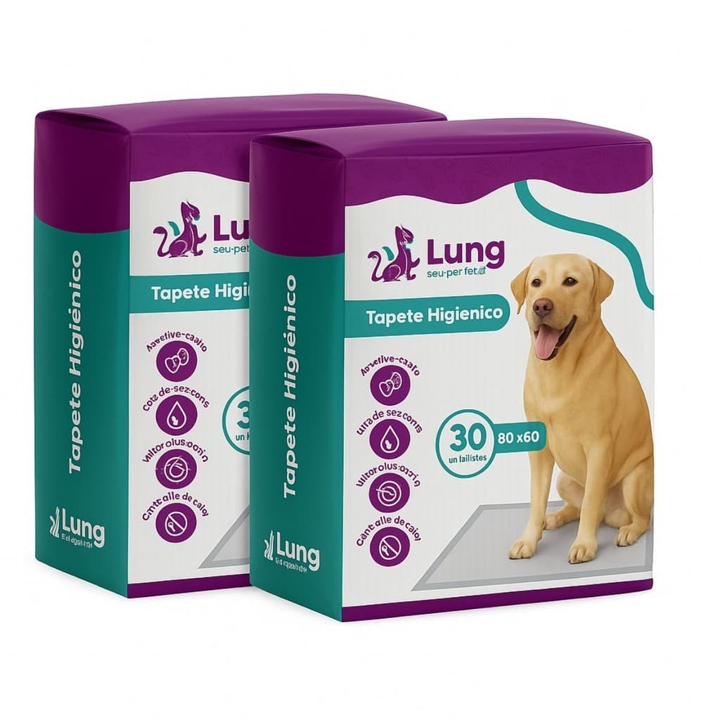Kit 2 Tapete Higiênico Fralda Absorvente 80X60cm 60 Unidades Econômico p/ Cachorro Pet Descartável