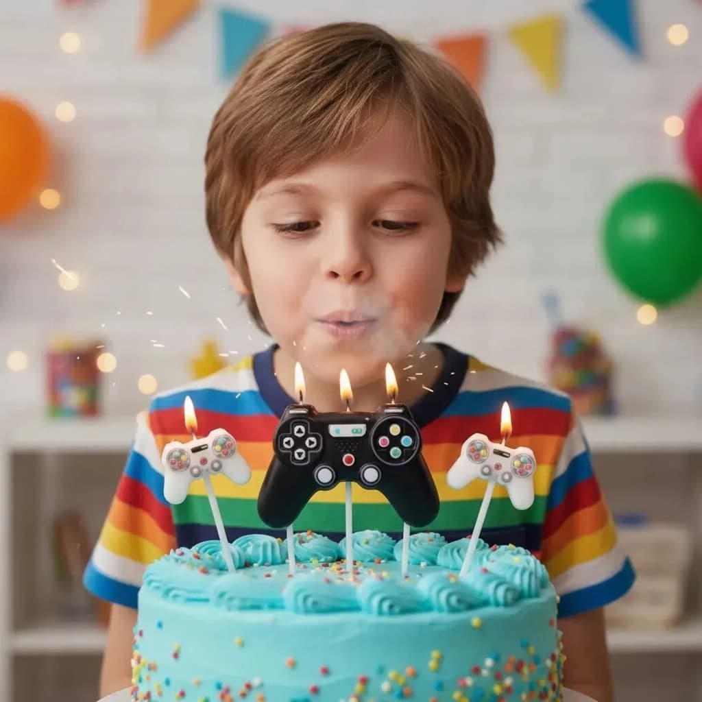 Vela de Aniversário para Festa com Controle de Vídeo Game Colorido