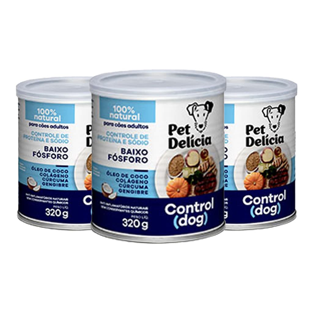 Ração Úmida Pet Delícia Cachorro Control Dog 320g Kit com 3