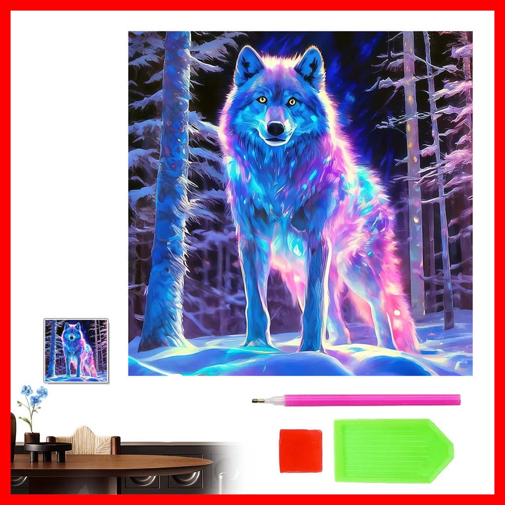 30 x 30 cm Lobo de Gelo Pintura Diamante 5D Arte Diamante Completo Diamante Tridimensional Gem Crafts