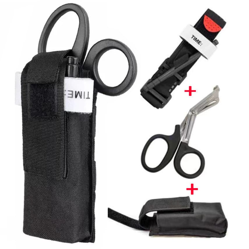 Kit Torniquete De Combate Tático CAT E Tesoura Aph Ponta Romba Socorrista