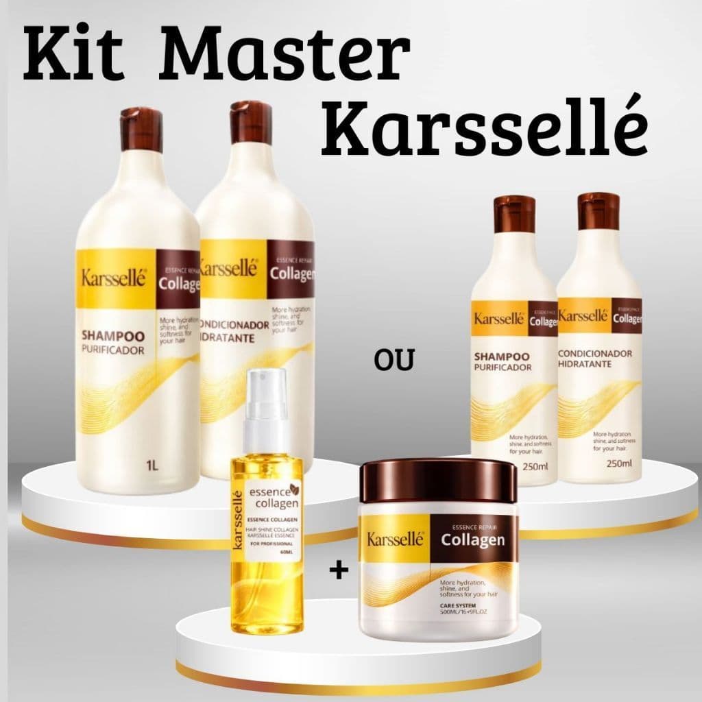 Kit Karssellé - Shampoo + Cond.Hidratante 1LT OU 250ml + Máscara 500g + Óleo Reparador 60ml