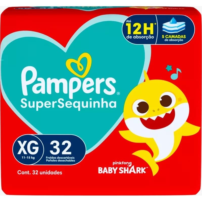 Fralda Pampers Supersequinha Tamanho XG 32 Unidades