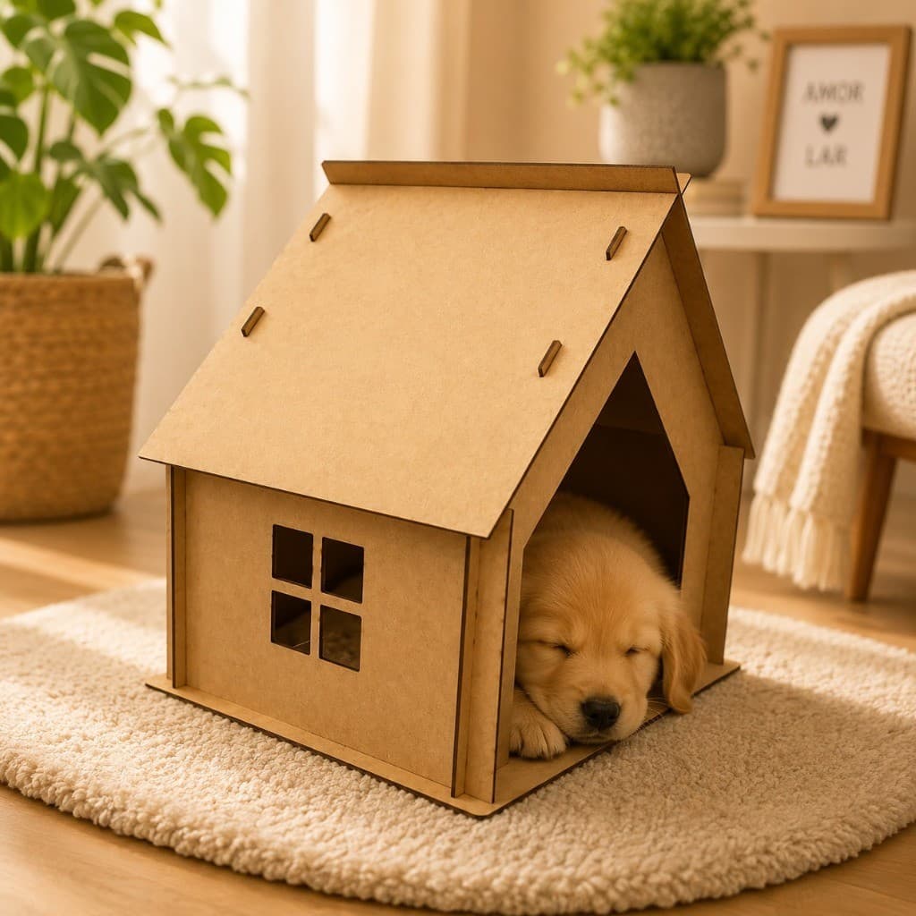 Casa Pet em MDF para Cachorro Pequeno e Gato Casinha Confortável