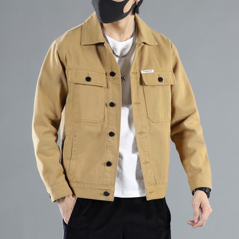 Primavera Denim jaqueta masculina fino ajuste na moda bonito jaqueta masculina solta Casual macacão jaqueta de meia-idad