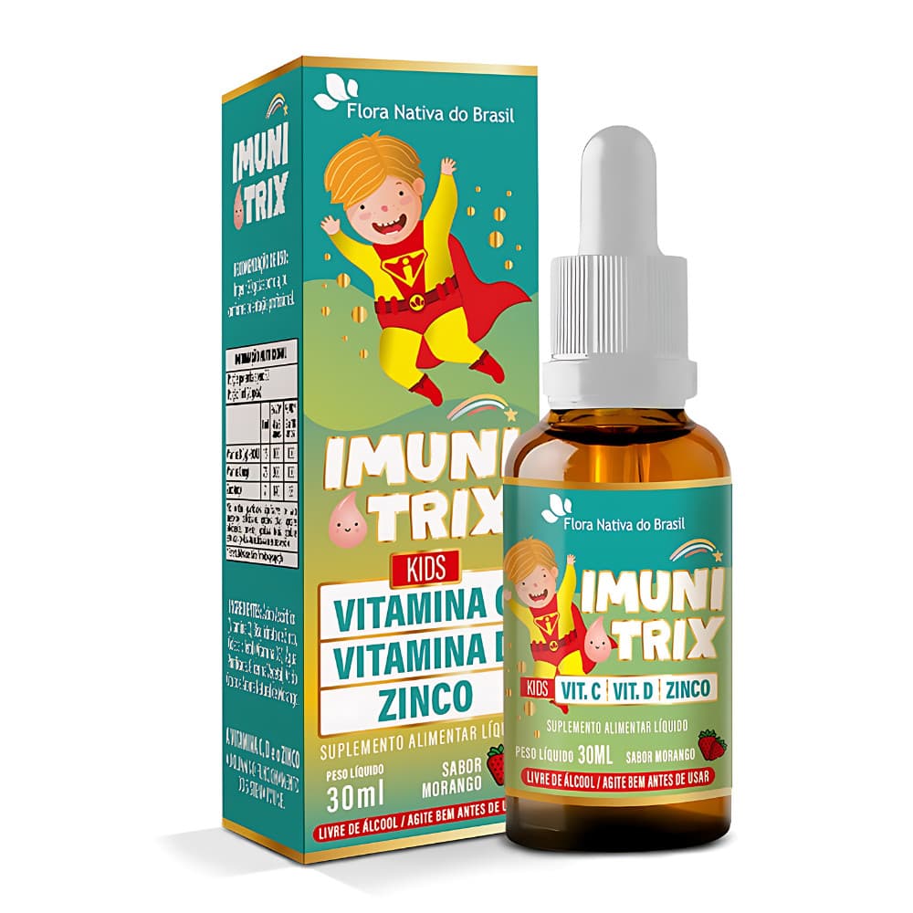 Imunitrix Suplemento Alimentar Infantil (  Vitamina C, Vitamina D3, Zinco) 30ml Sabor Morango Kids