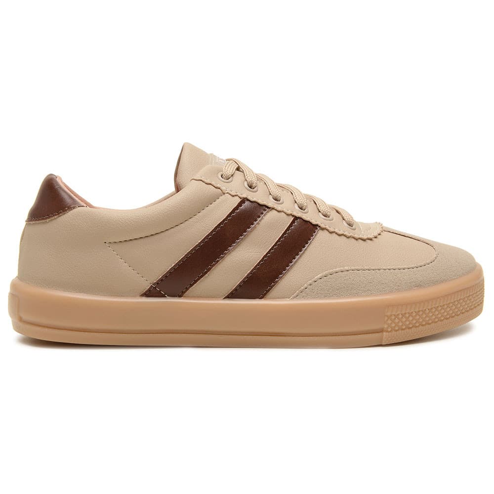 Tênis Creme Casual Byara Feminino Base Confortável De Amarrar Estilo Blogueira Fashion