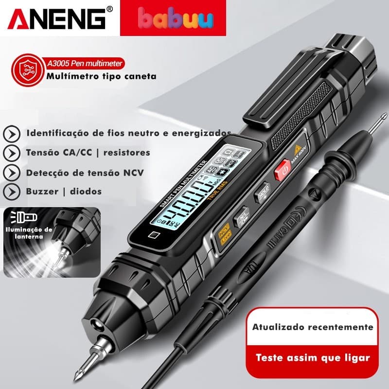 Multímetro Digital Caneta Contagem Medidor Profissional Automático AC/DC Ohm Testador Ferramenta