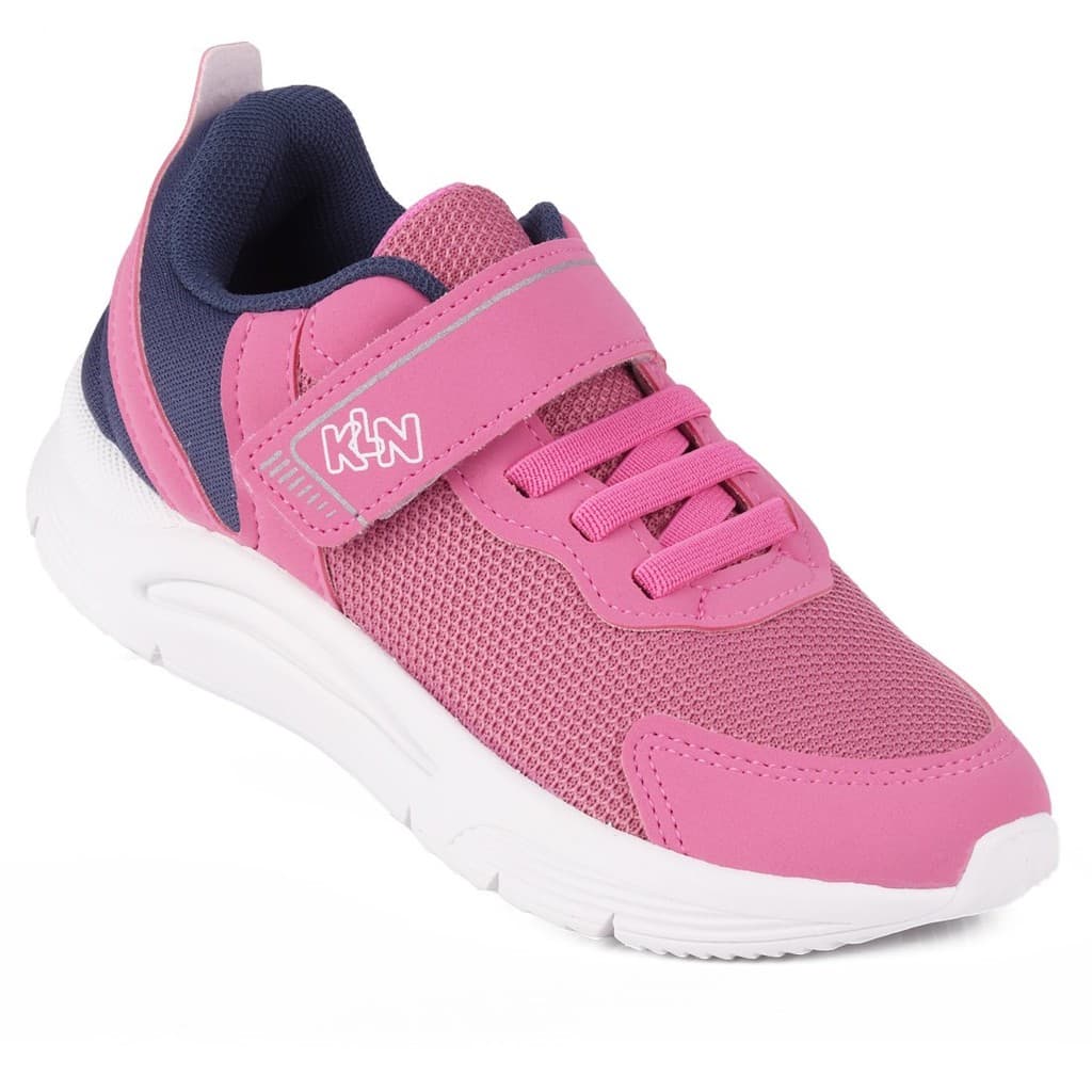 Tênis Infantil Klin Menina Casual Esportivo  com Velcro e  Elástico Super Confortável  - Rosa