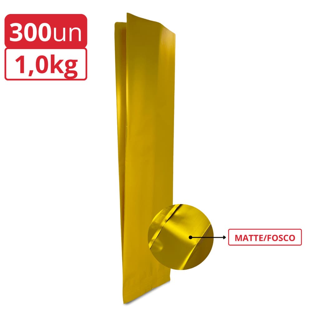 Embalagem Sanfonada Ouro Fosco - 1,0Kg de Café em Grãos 300un
