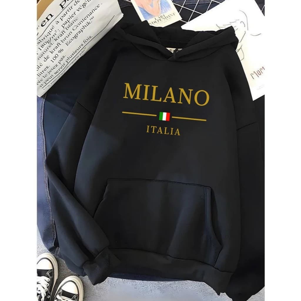 Moletom Canguru Unissex Milano Italia Agasalho Casaco Blusa De Frio Blusão Capote Flanelado Quente