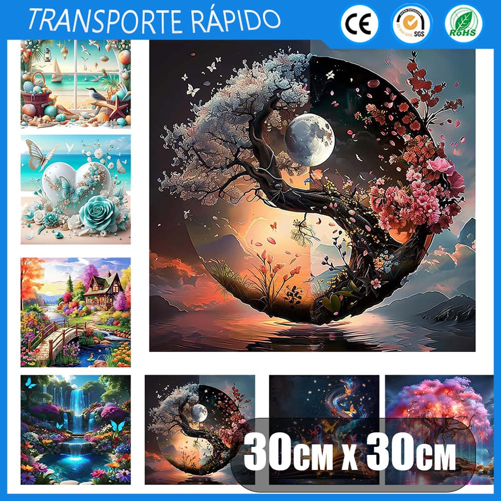 Conjunto de pintura diamante quadrado 5D pintura diamante DIY decoração para casa pintura paisagem série 30x30cm