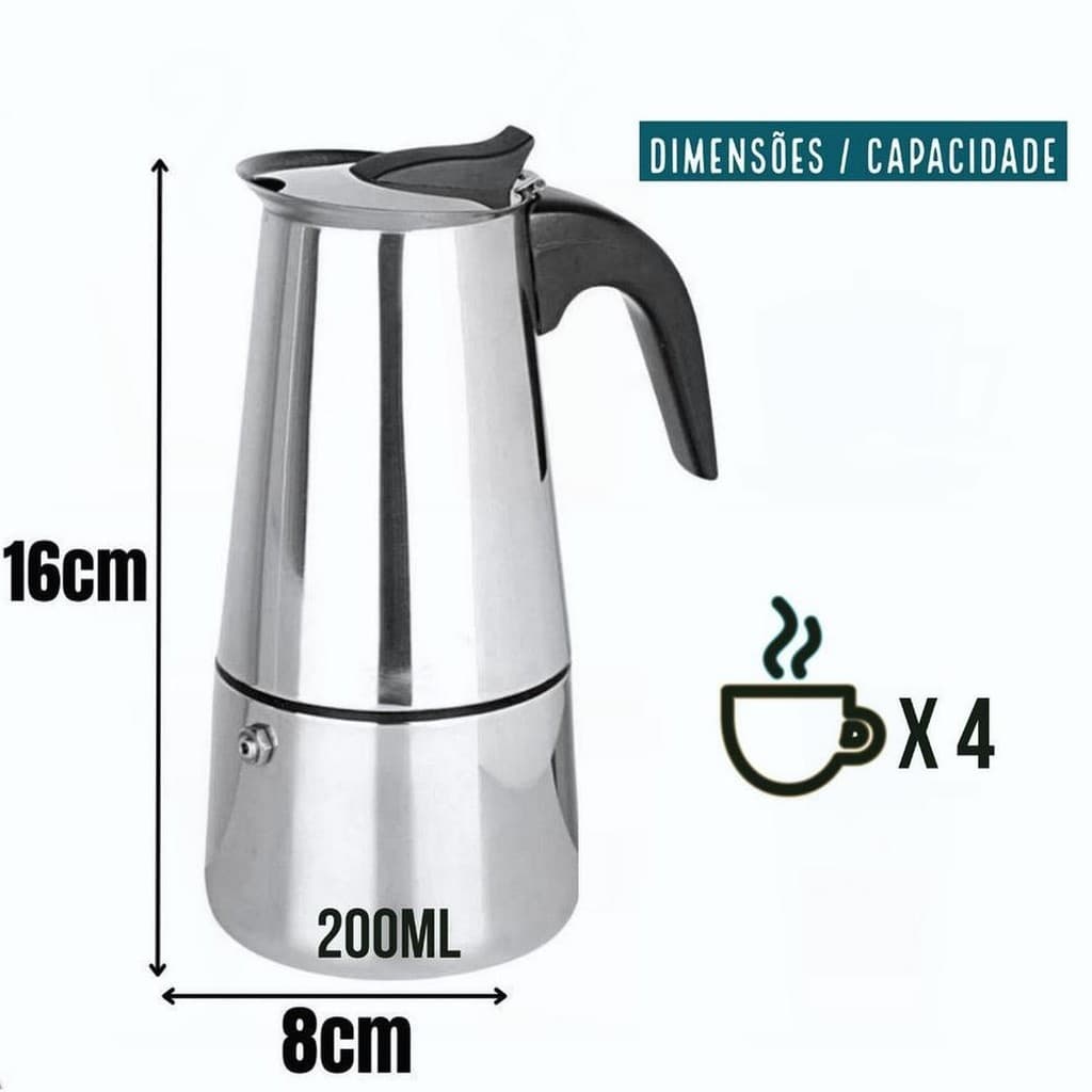 Cafeteira Italiana em Inox – Moka/Expresso – Máquina de Café 4/6/9 xícaras