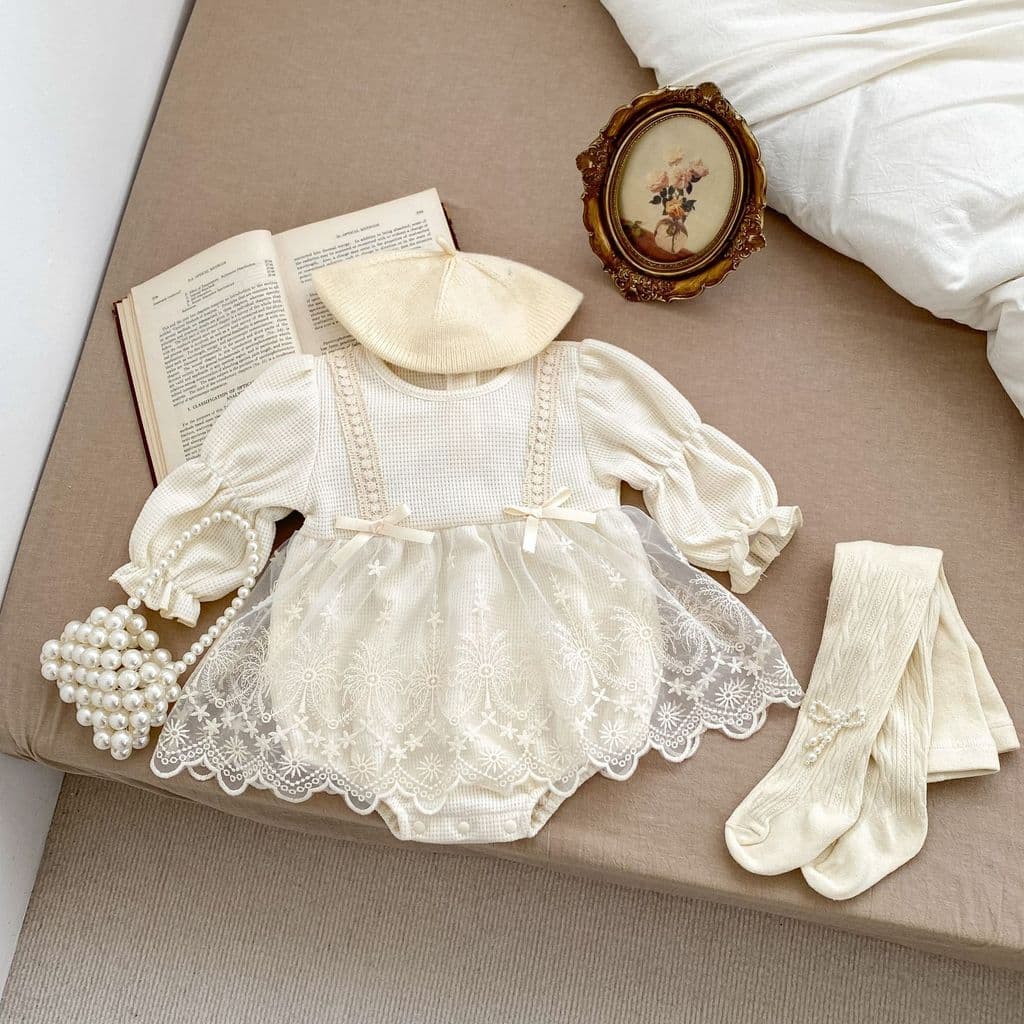 Cem dias roupas de bebê primavera outono roupas doce menina bebê princesa gaze macacão vestido de bebê peido saia primei