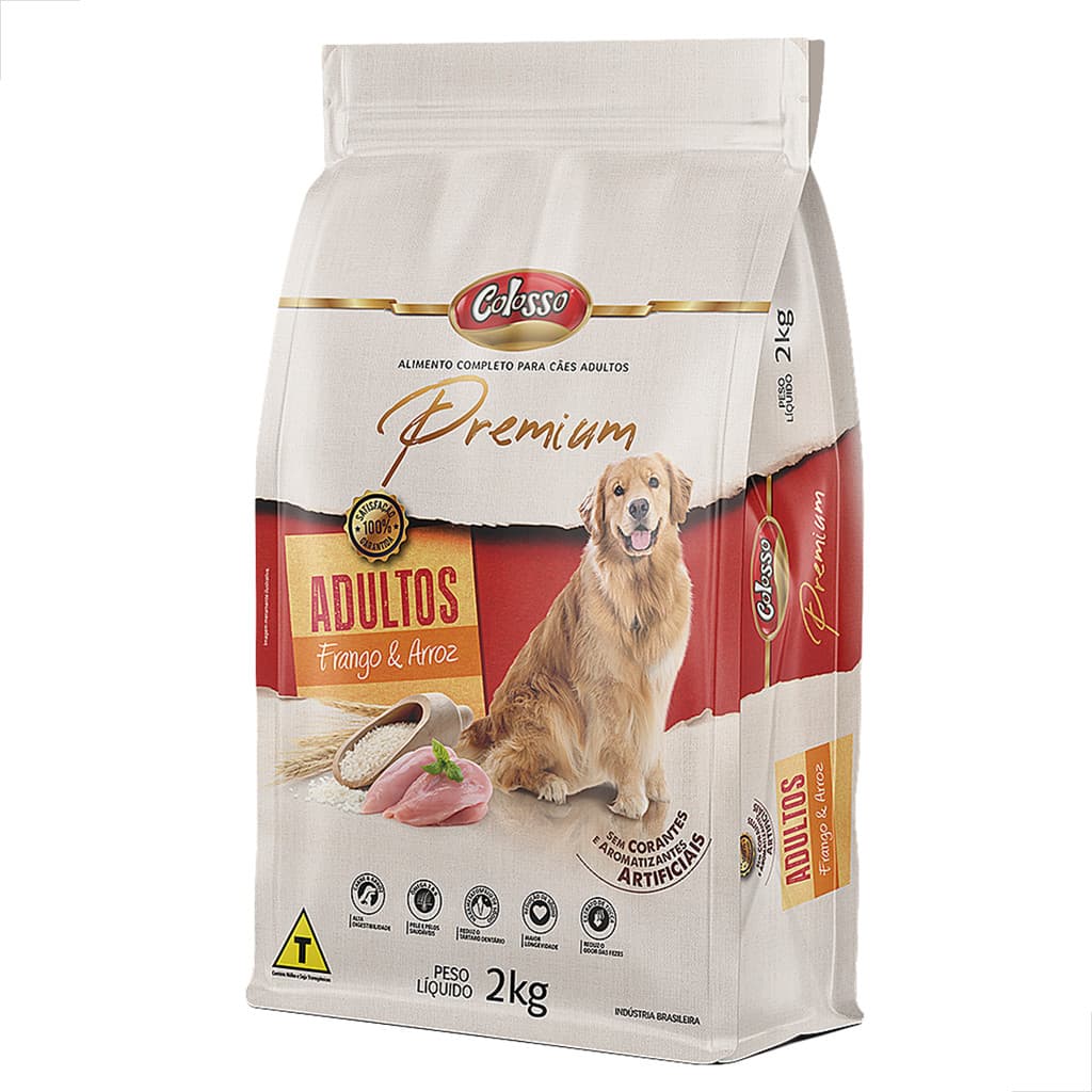 Ração Para Cachorro Adulto Racao Premium Caes Sabor Frango Arroz 2kg