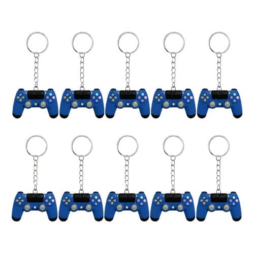 Kit 10 Chaveiros Gamer Controle Videogame Emborrachado Azul