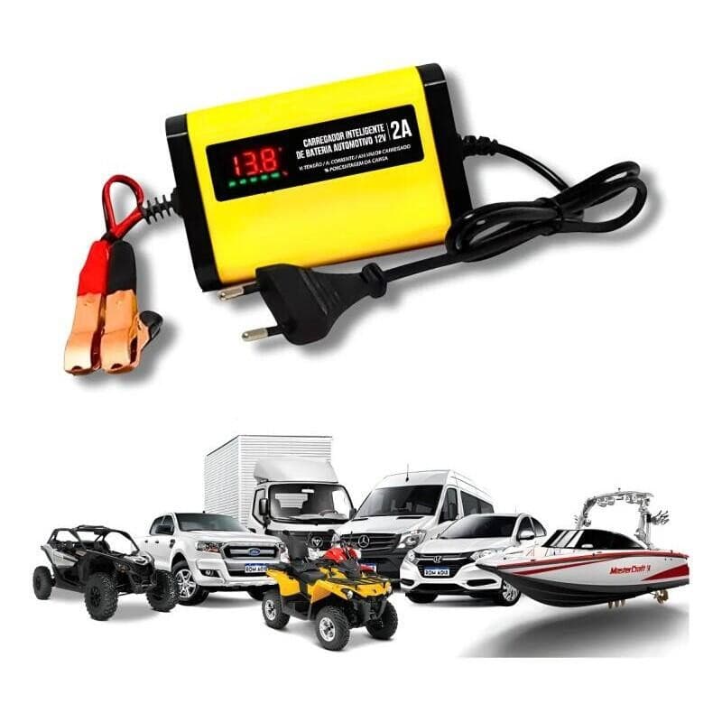 Carregador De Bateria Carro Automotivo Inversor 12v Moto 2ah Bi-Volt Proteção Energia Reparação