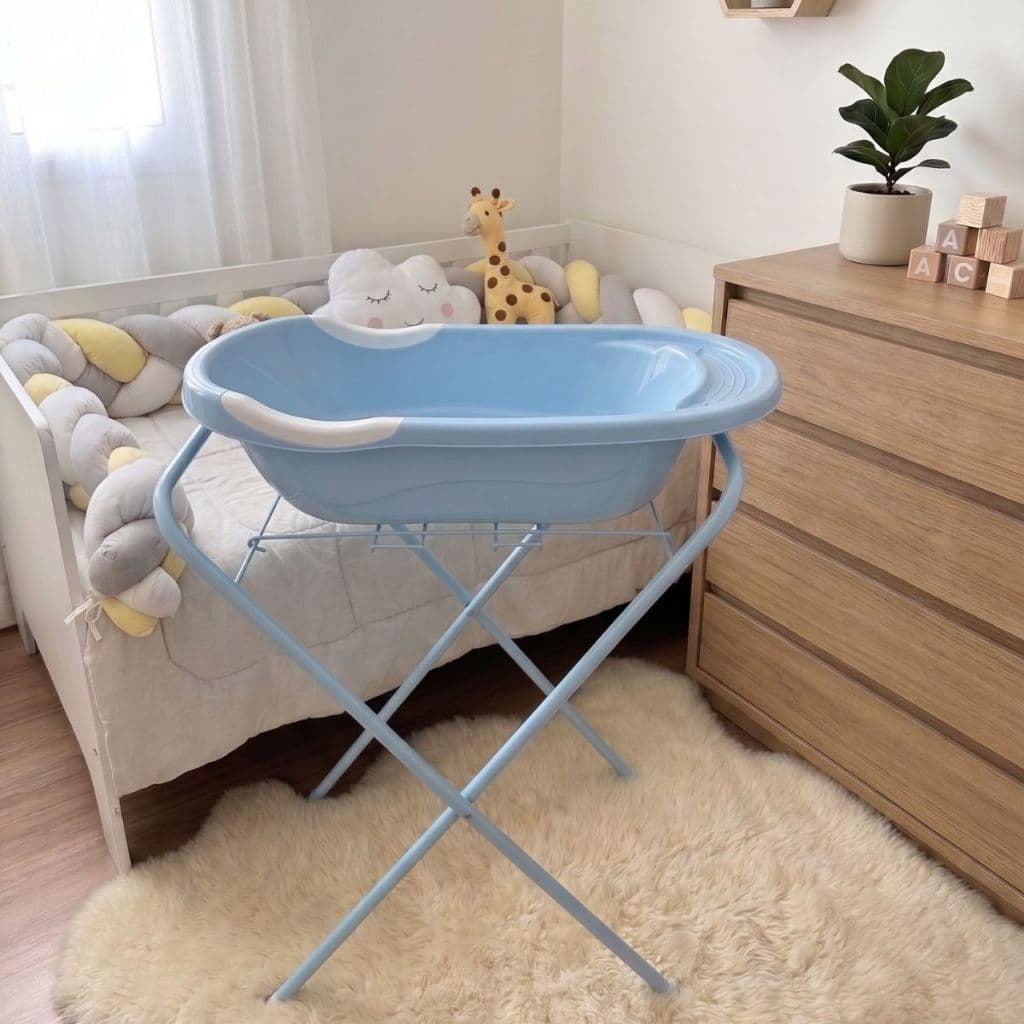 Conjunto Hora Do Banho: Banheira 28 Litros, Suporte Para Banheira
