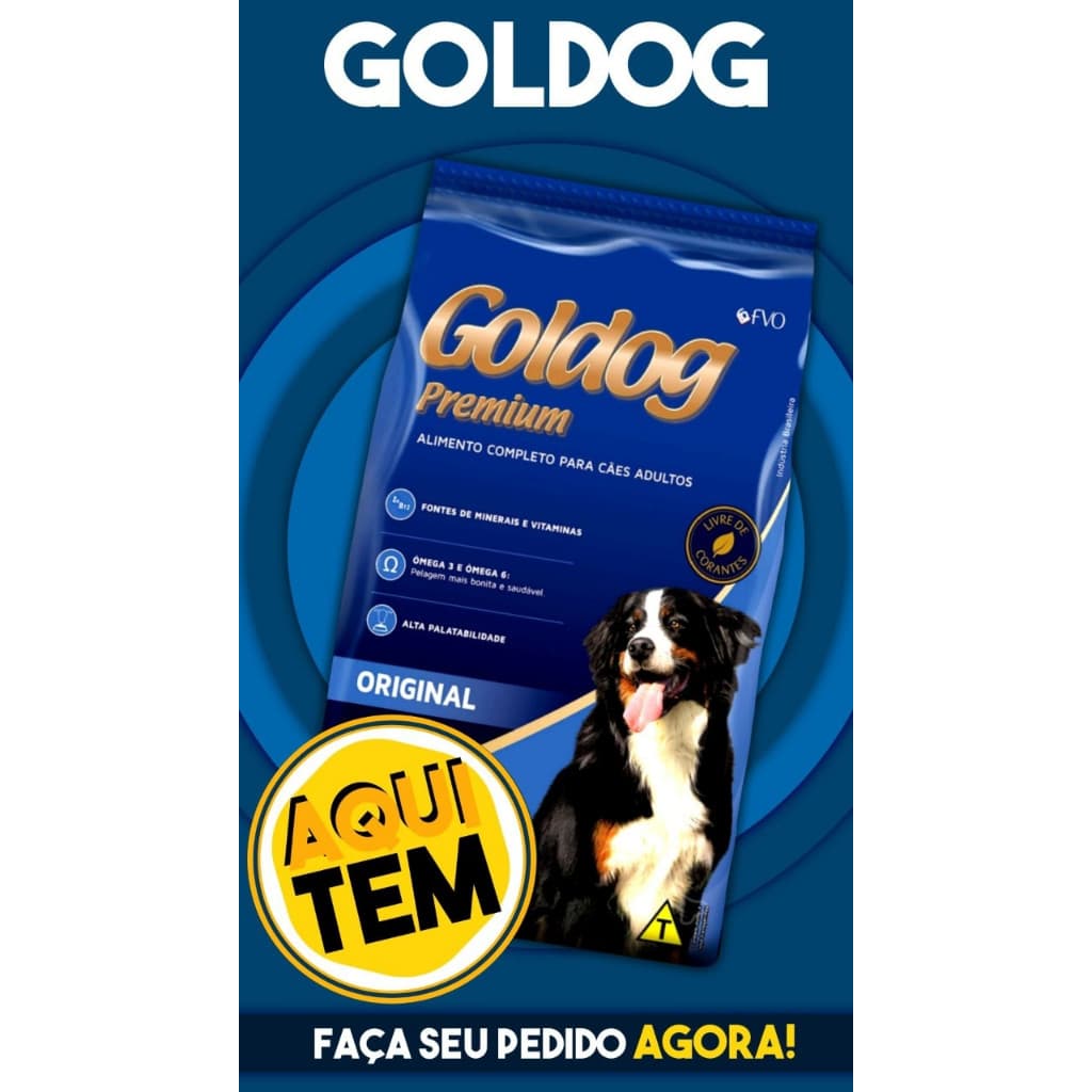 RAÇÃO PARA CACHORRO 15KG GOLDOG ORIGINAL CARNE ADULTO - RAÇÃO PREMIUM PARA CÃES ADULTOS