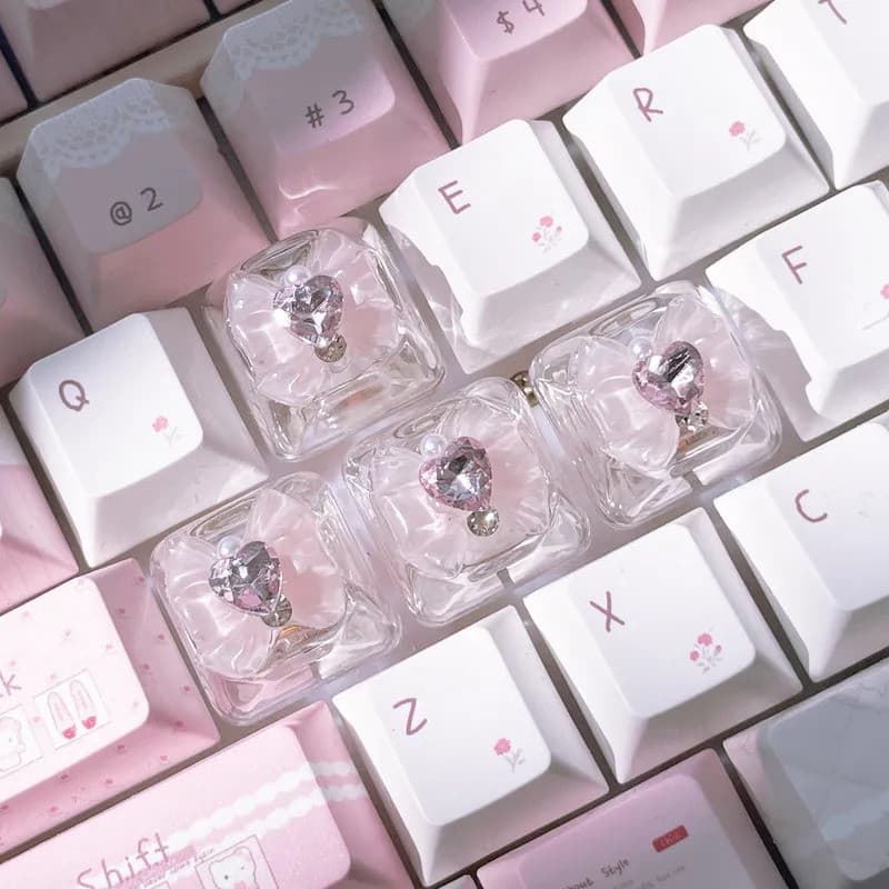 4Pçs Borboleta Keycaps Bonito Teclado Mecânico Translúcido WSAD Key caps Personalizado Retroiluminado DIY Decorativo