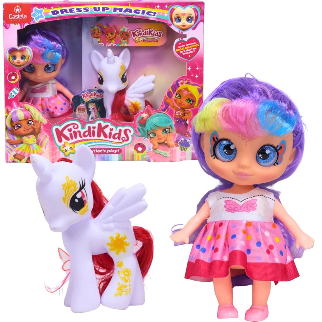 Boneca KindiKids Articulada Com Pônei Branco - Castela