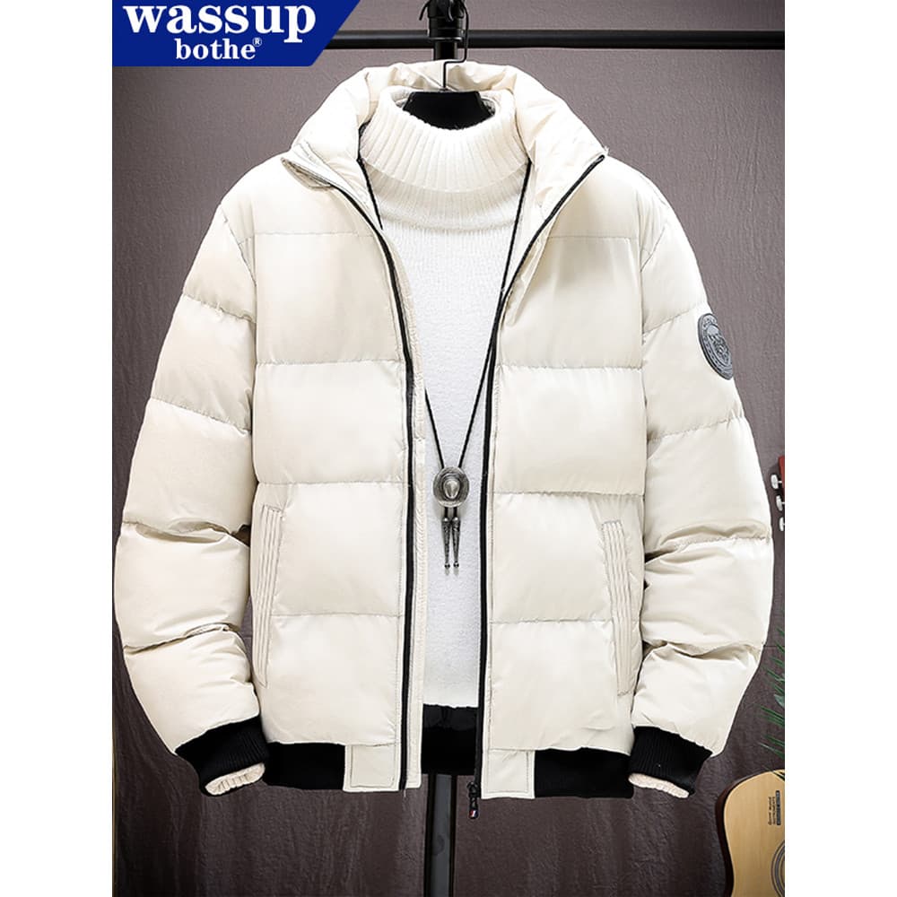 WASSUP Outono Inverno Jaqueta Acolchoada Masculina Jaqueta Casual Jaqueta de Pão Engrossada Jaqueta Acolchoada Jaqueta A