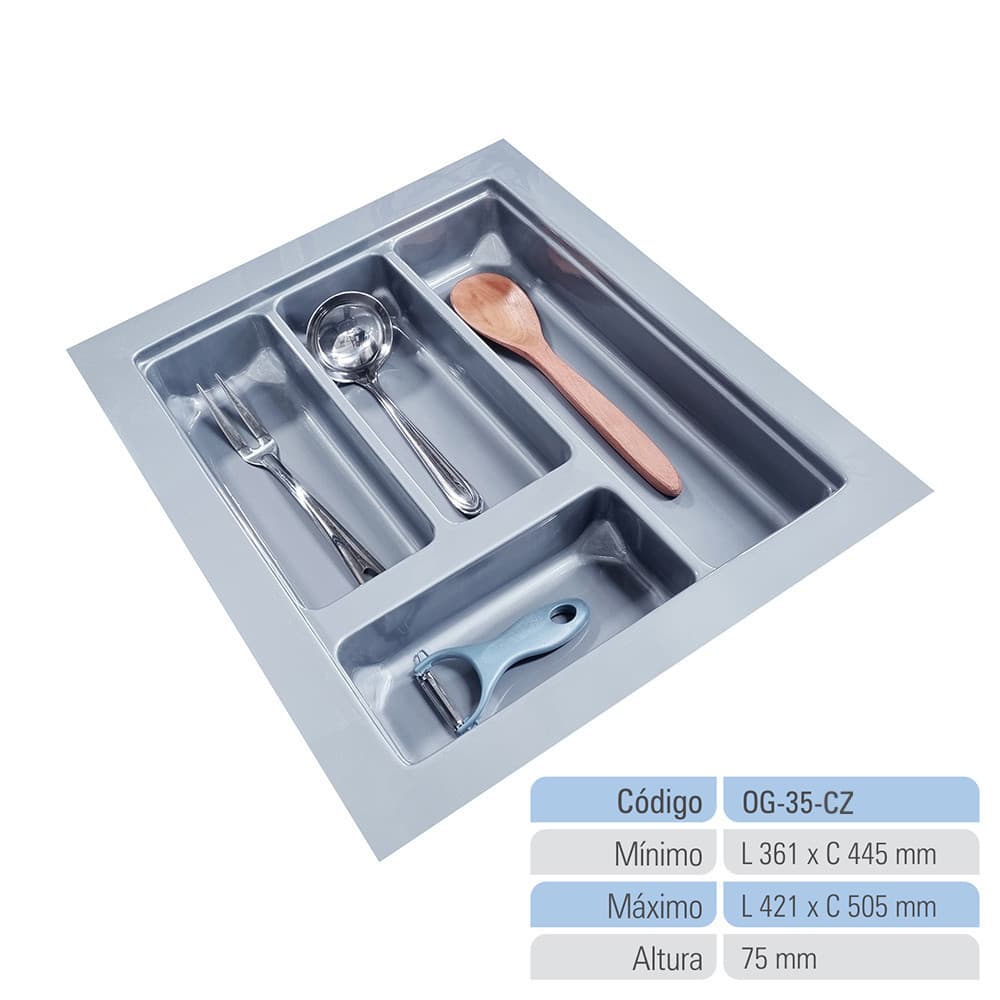 Organizador de Gaveta Porta Talheres Divisor de Talheres Organizador de Cozinha cinza Og-35 Multiuso