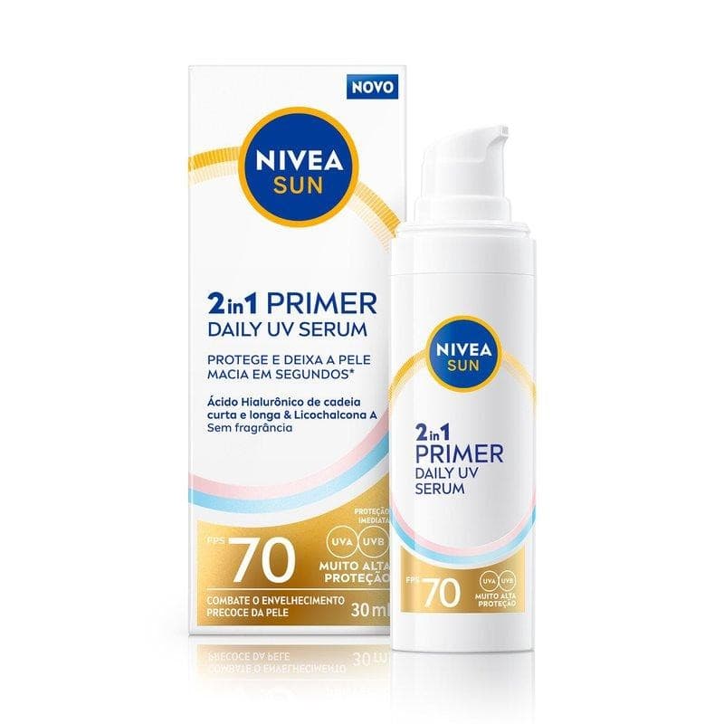 Protetor Solar Facial Nivea Sun 2 em 1 Primer Daily UV Sérum FPS70 30ml