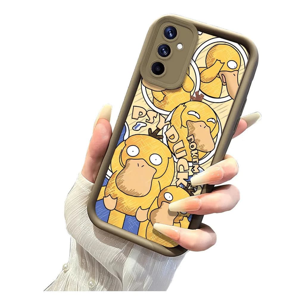 Capa de celular com padrão de Pokémon pato marrom escuro, adequada para Samsung 26 Ultra A57, compatível com Samsung S25