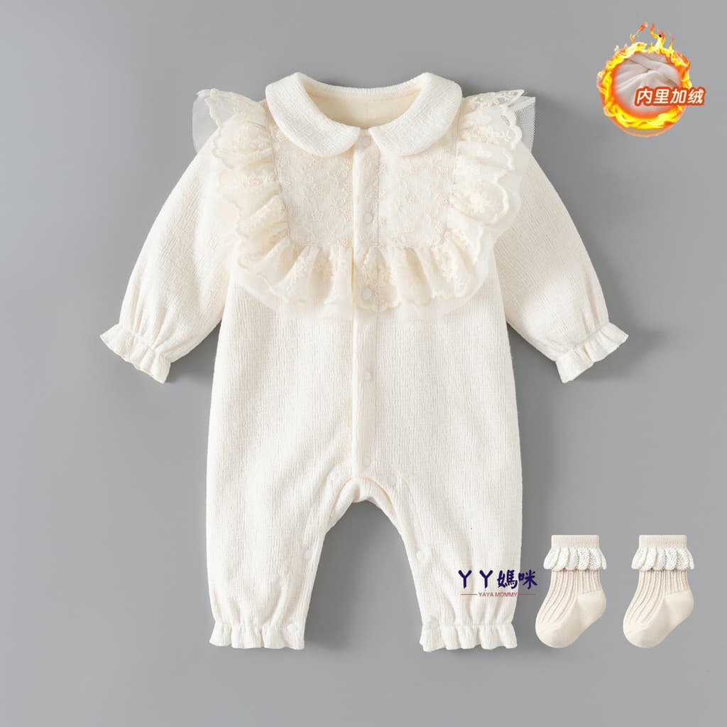 Mês inteiro roupas de bebê outono inverno roupas mais veludo quente macacão bebê menina cem dias de idade palácio prince