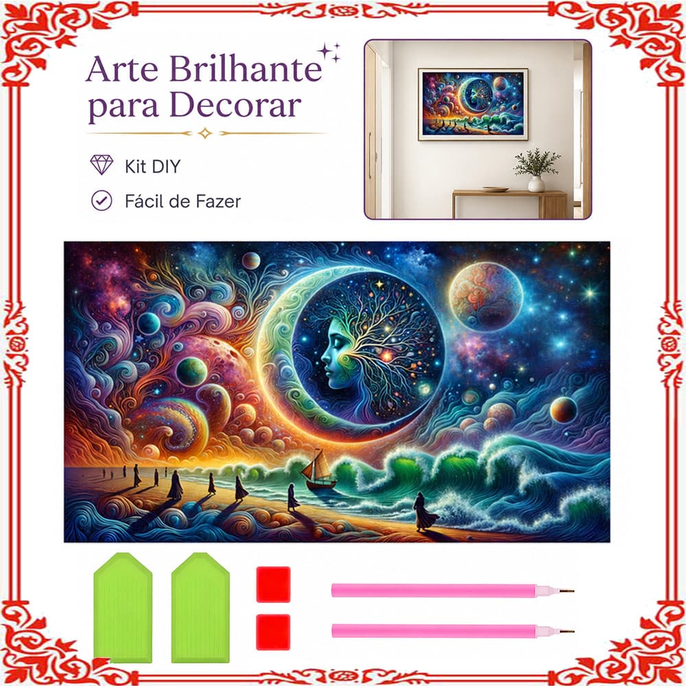 5d quadrado diamante pintura estrela lua costa DIY pintura diamante