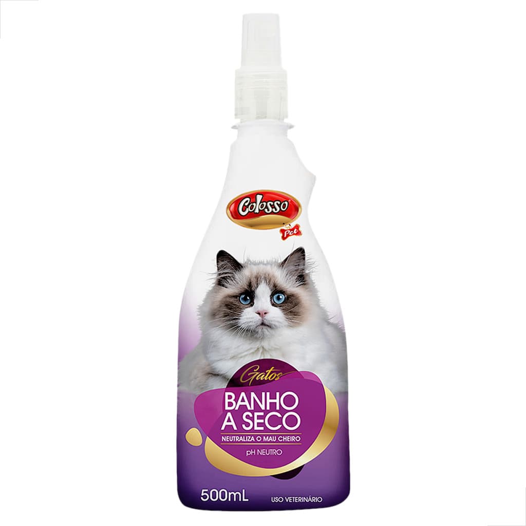 Shampoo a Seco Para Gato Banho Gatos Colosso Pet 500ml