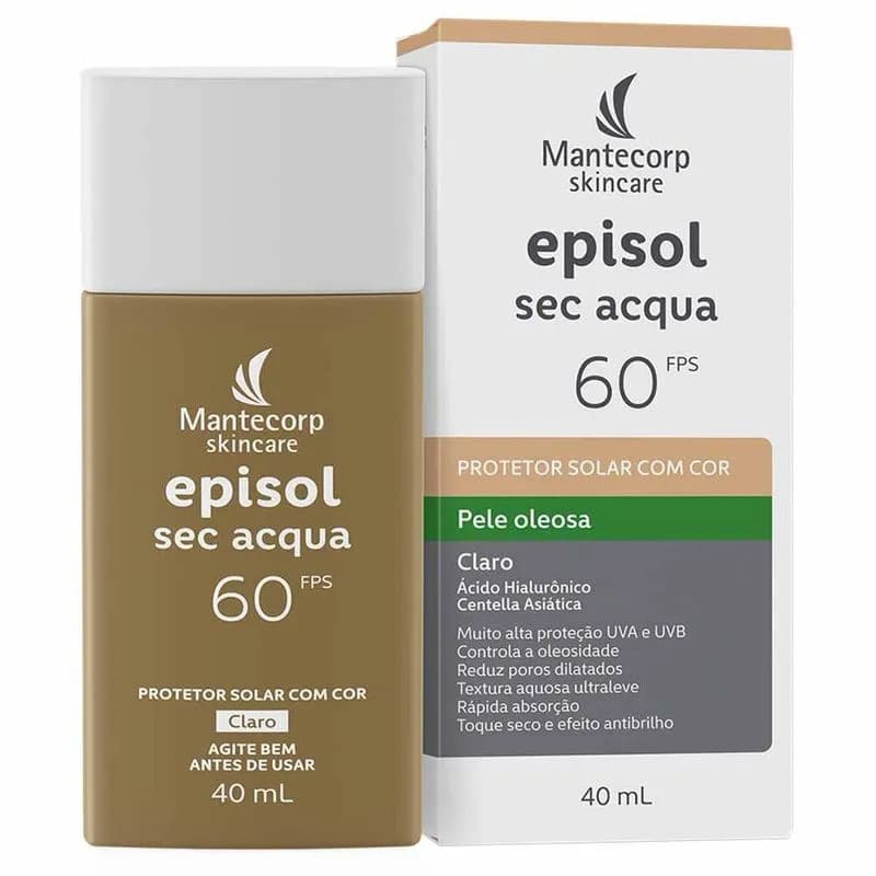 Protetor Solar Facial com Cor Mantecorp Skincare Episol Sec Acqua FPS 60 - Cores
