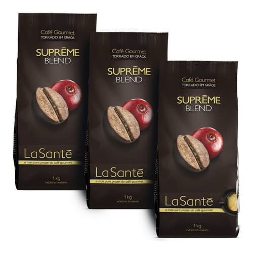 Combo Café Gourmet Torrado Em Grãos 3 Kg La Sante Tradicional 100% Grãos do Brasil Selecionados