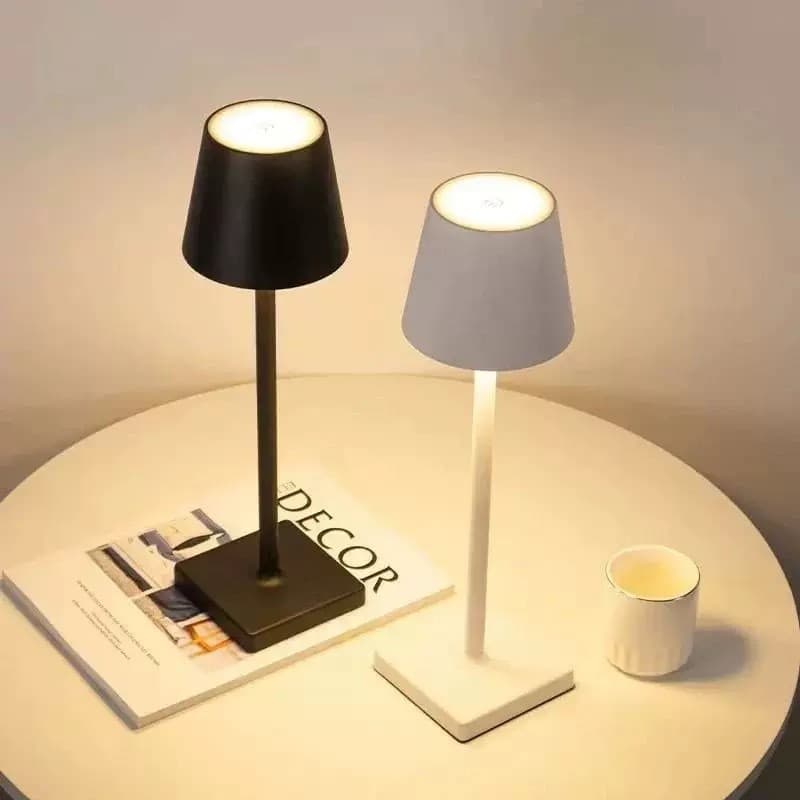 Luminária De Mesa Abajur LED Sensor De Toque 3 Modos De Luz Recarregável Cabo USB