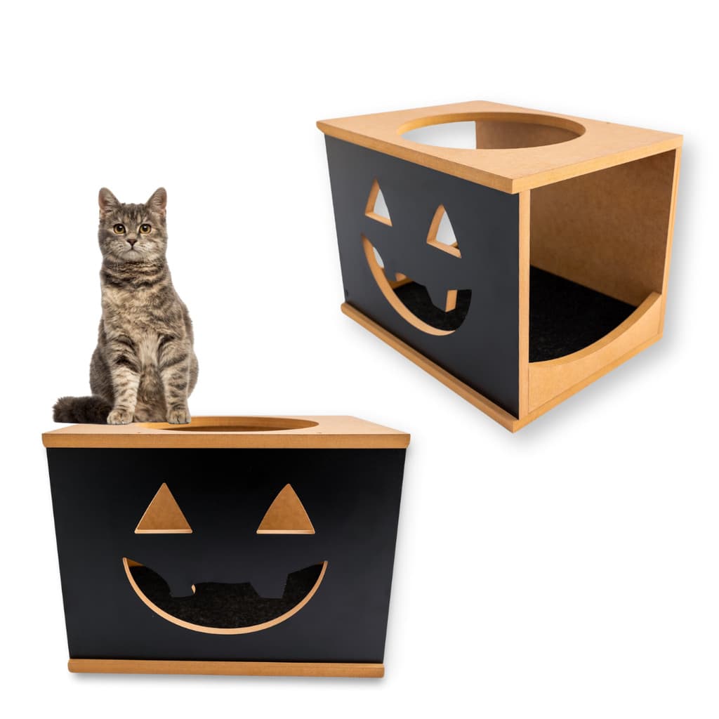 Nicho Para Gatos REFORÇADO Halloween em MDF 15mm com Carpete Antiderrapante Casinha de Gato Toca