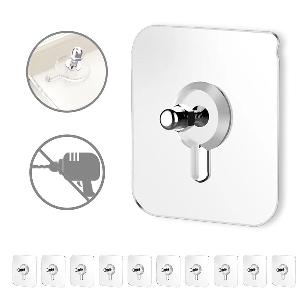 10 KIT Gancho Adesivo Dupla Face Transparente Sem pregos Furos  Multiuso Para Banheiro Quarto Cozinha Sala