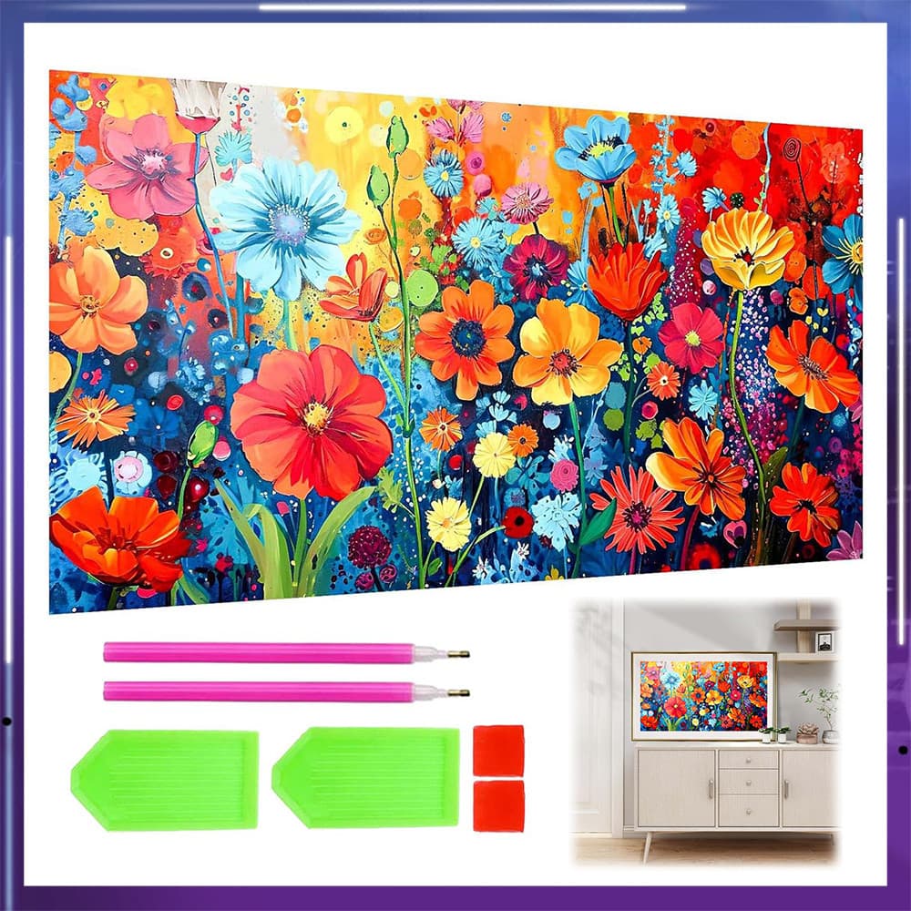 Pintura de Diamante 5D Tema Flor Colorida 70x40cm – Perfeito para Decoração de Parede, Presente Criativo, Hot Sale