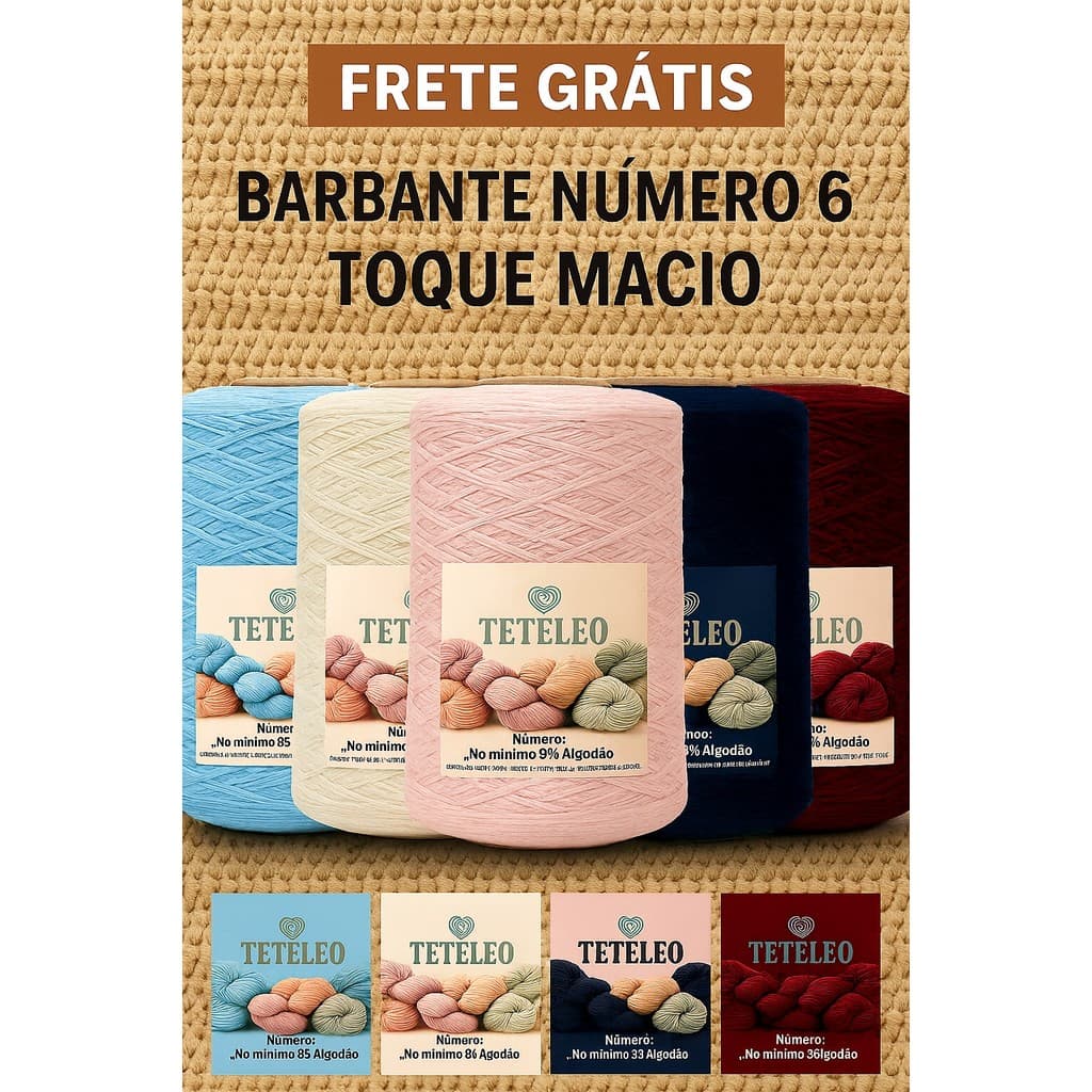 Barbante 600 Metros Para Crochê Teteleo Fio Especial Número 6 Colorido N.º 6