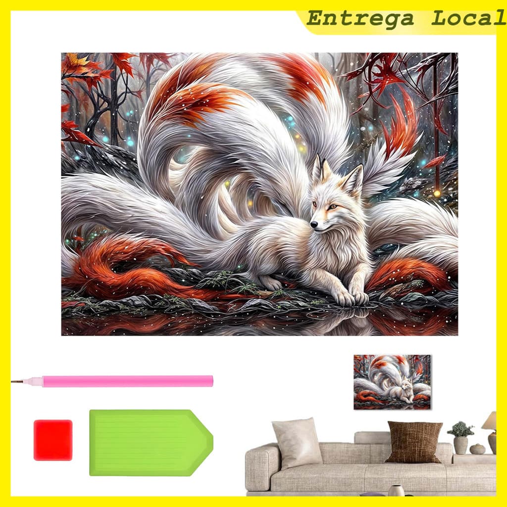 5D pintura diamante, 40x30 cm Pintura Diamante," Nove-Tailed Espírito Fox " pintura diamante