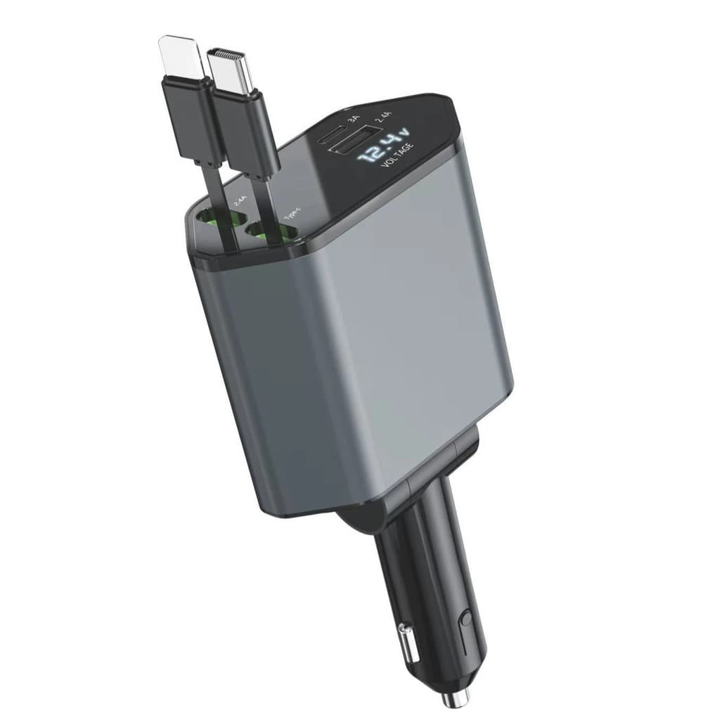 Carregador rápido Carregador de estação telefônica para carro 4 em 1 Dispositivo de exibição Digital de diodo luminoso C