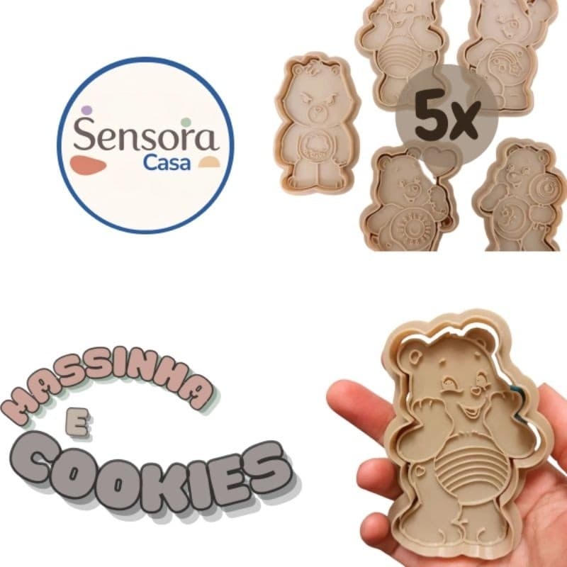 Kit 5x Cortador de Biscoito Massinha de Modelar Biscuit Ursinhos - Sensora Casa