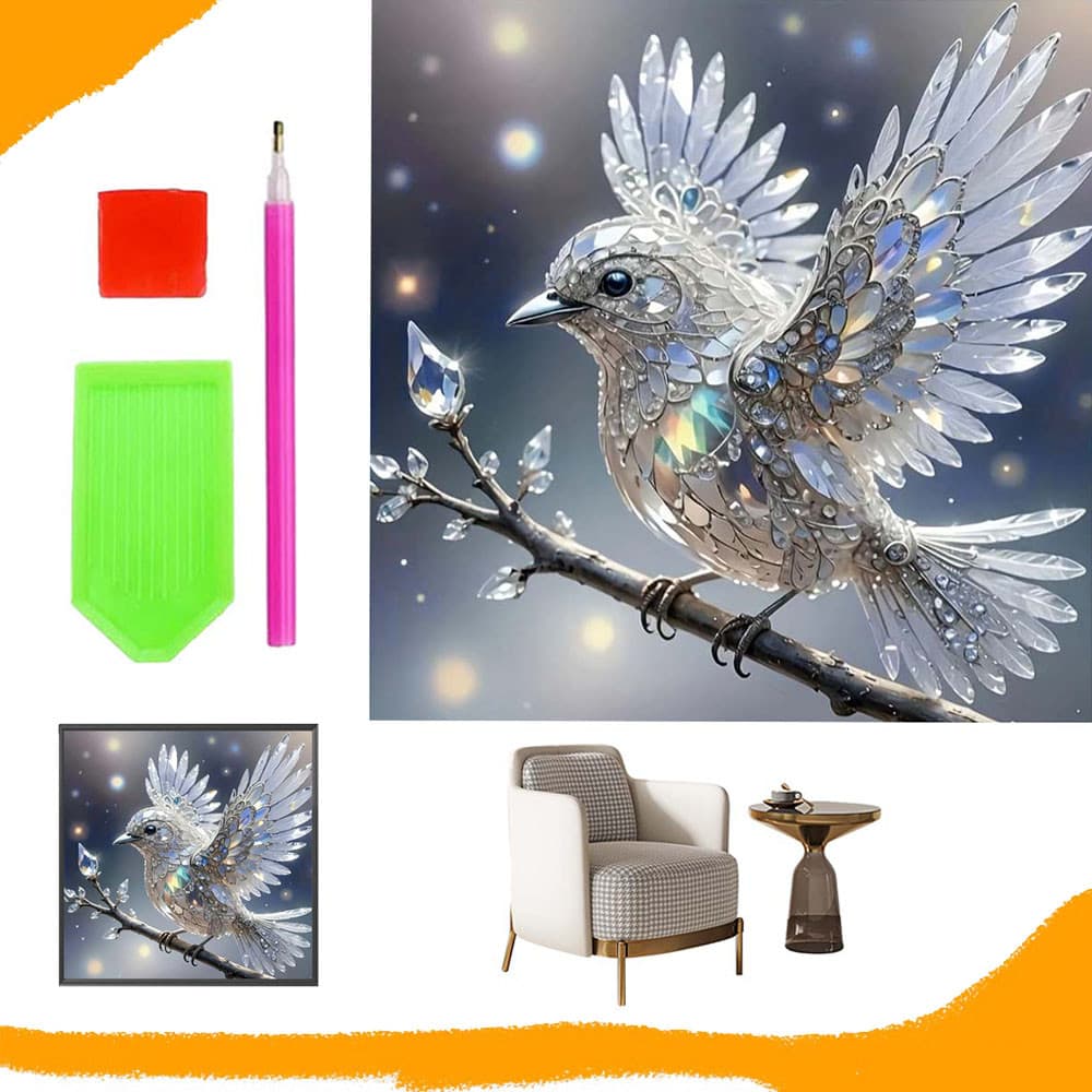 Pardal, pintura com quadrados diamantes, arte com diamantes 5D DIY, pintura com diamantes para iniciantes, 30 x 30 cm
